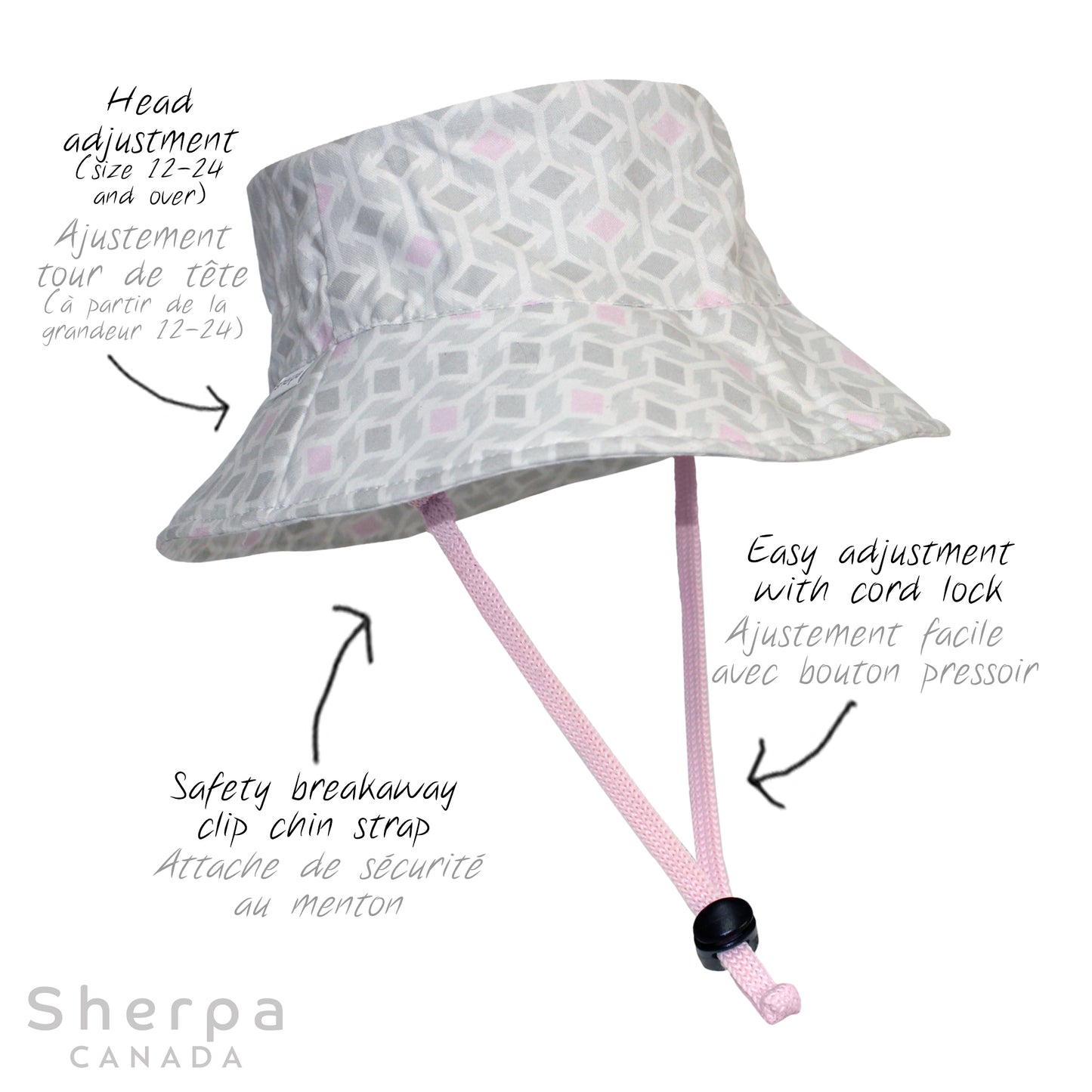 Bucket Hat - Grey-Pink Diamond
